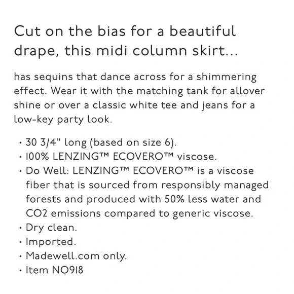 ⭐️HP⭐️ NWT Madewell Sequins Midi Skirt - Picture 5 of 8